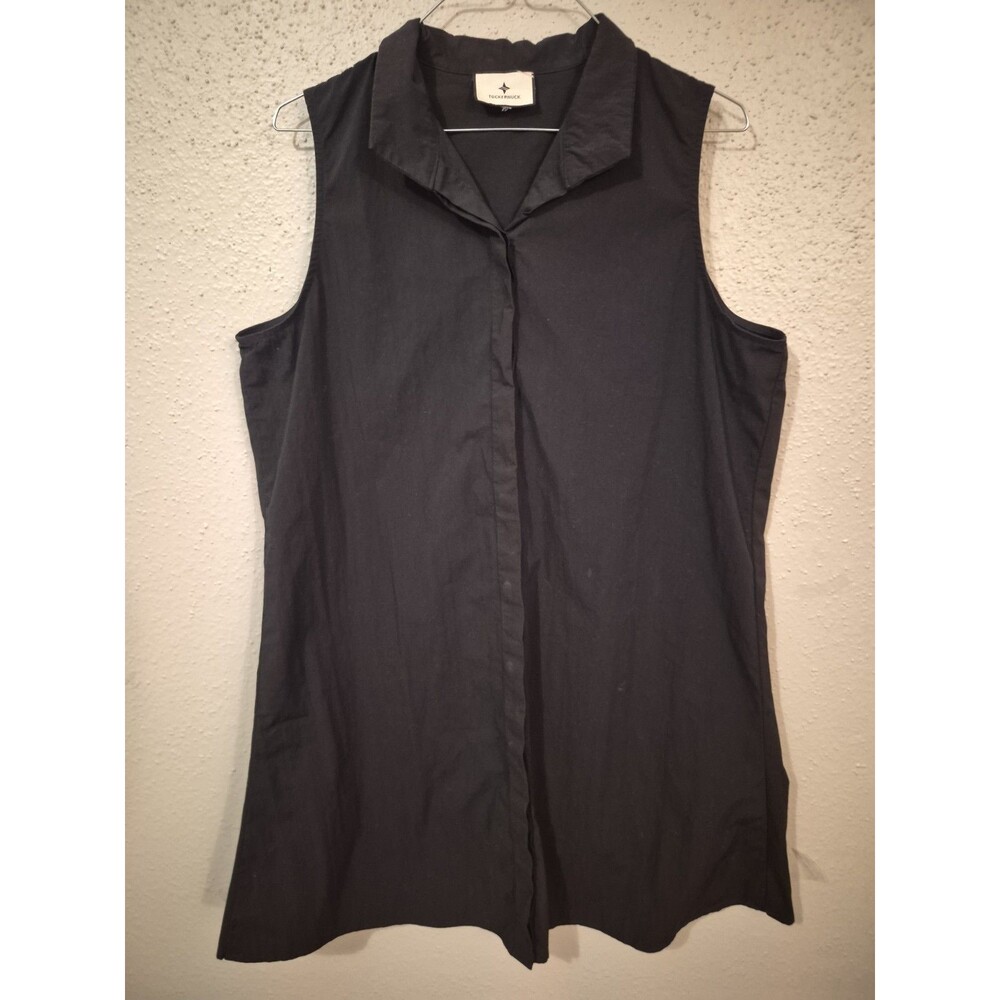 Tuckernuck Women's Black Sleeveless Charlie Shirt Dress Stretch L Preppy